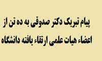 پیام تبریک دکتر صدوقی به ده تن از اعضاء هیات علمی ارتقاء یافته دانشگاه 